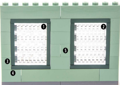 铰链砖与平板组合的窗格应用