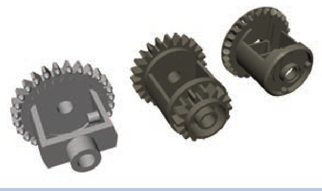 三种差速齿轮实物对比