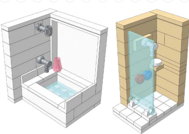 淋浴间与浴缸组合