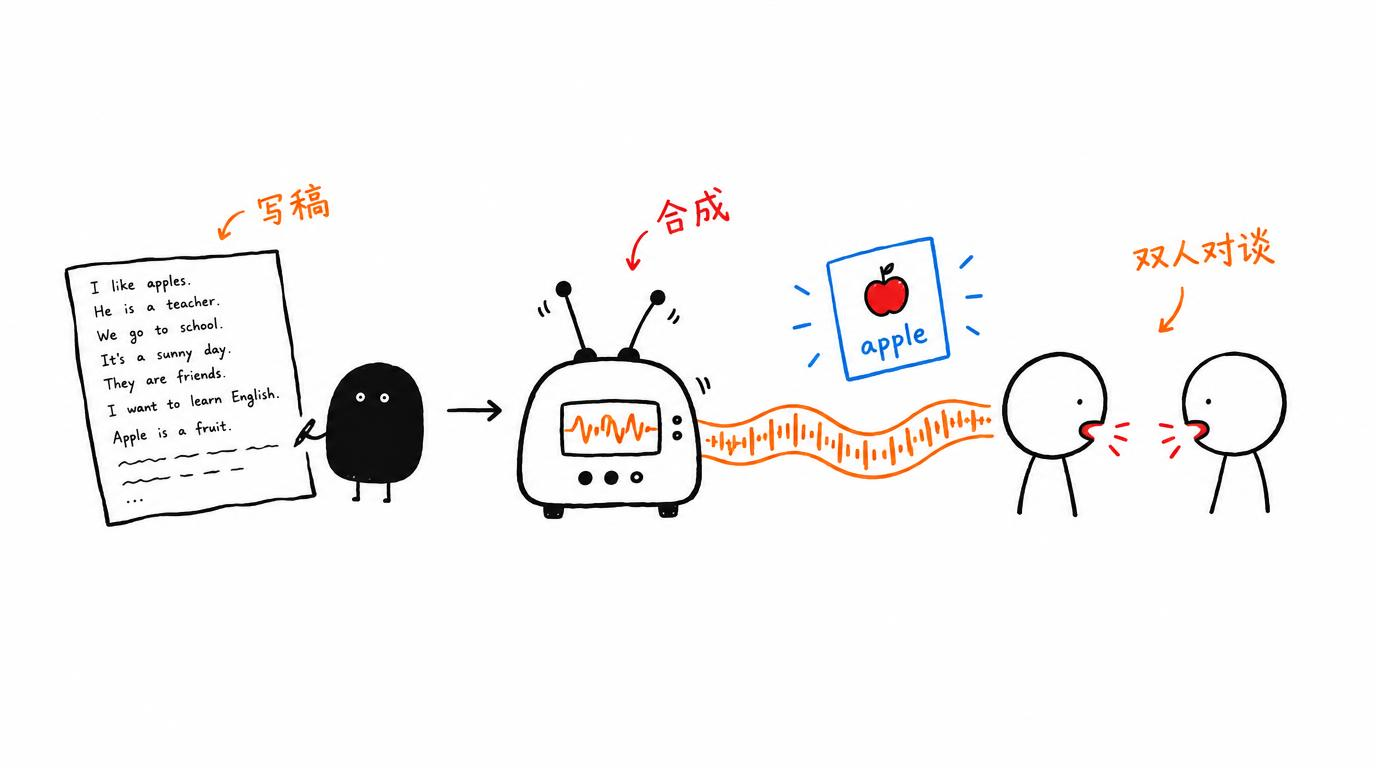 配图：一键生成英语对话教学短视频