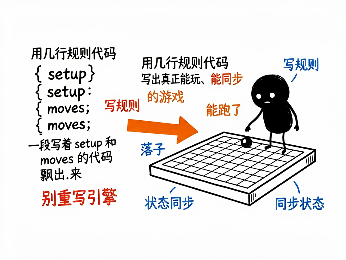 配图：几行规则代码变成能玩的游戏