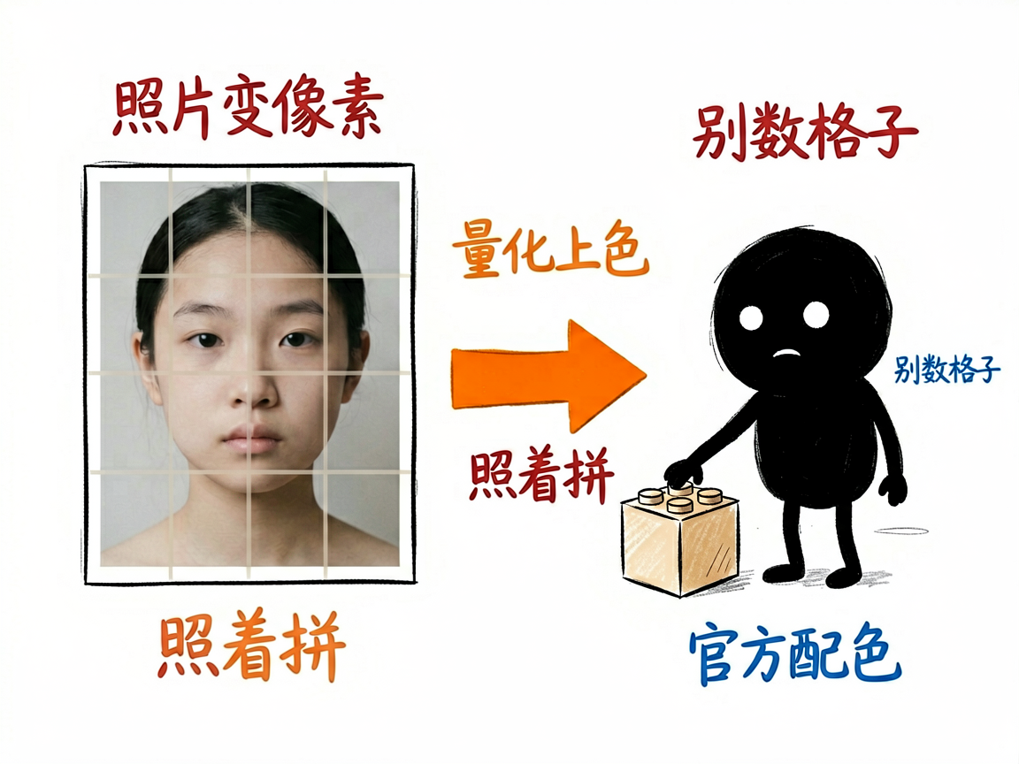 配图:照片被量化成乐高像素画