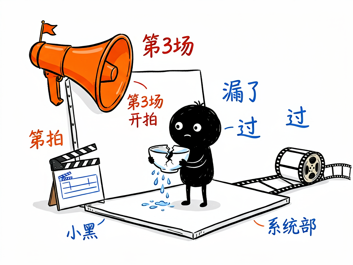配图：小黑在白画布上被导演指挥演戏