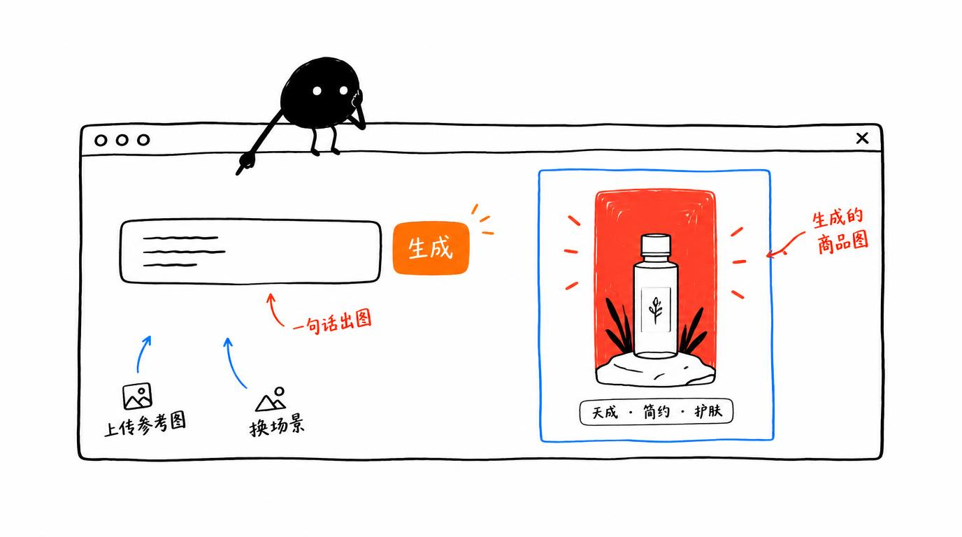 配图：一句中文 30 秒出专业电商图（免费额度版）