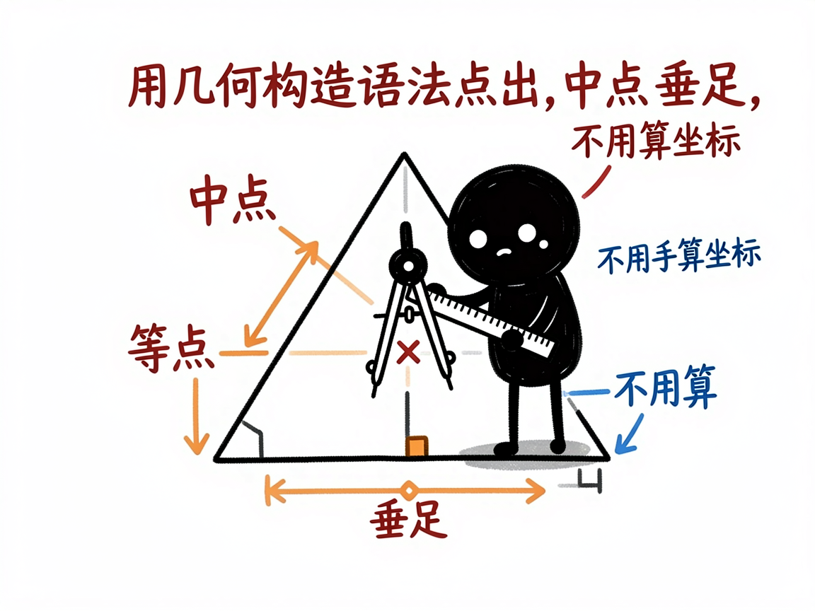 配图：用几何构造语法点中点垂足