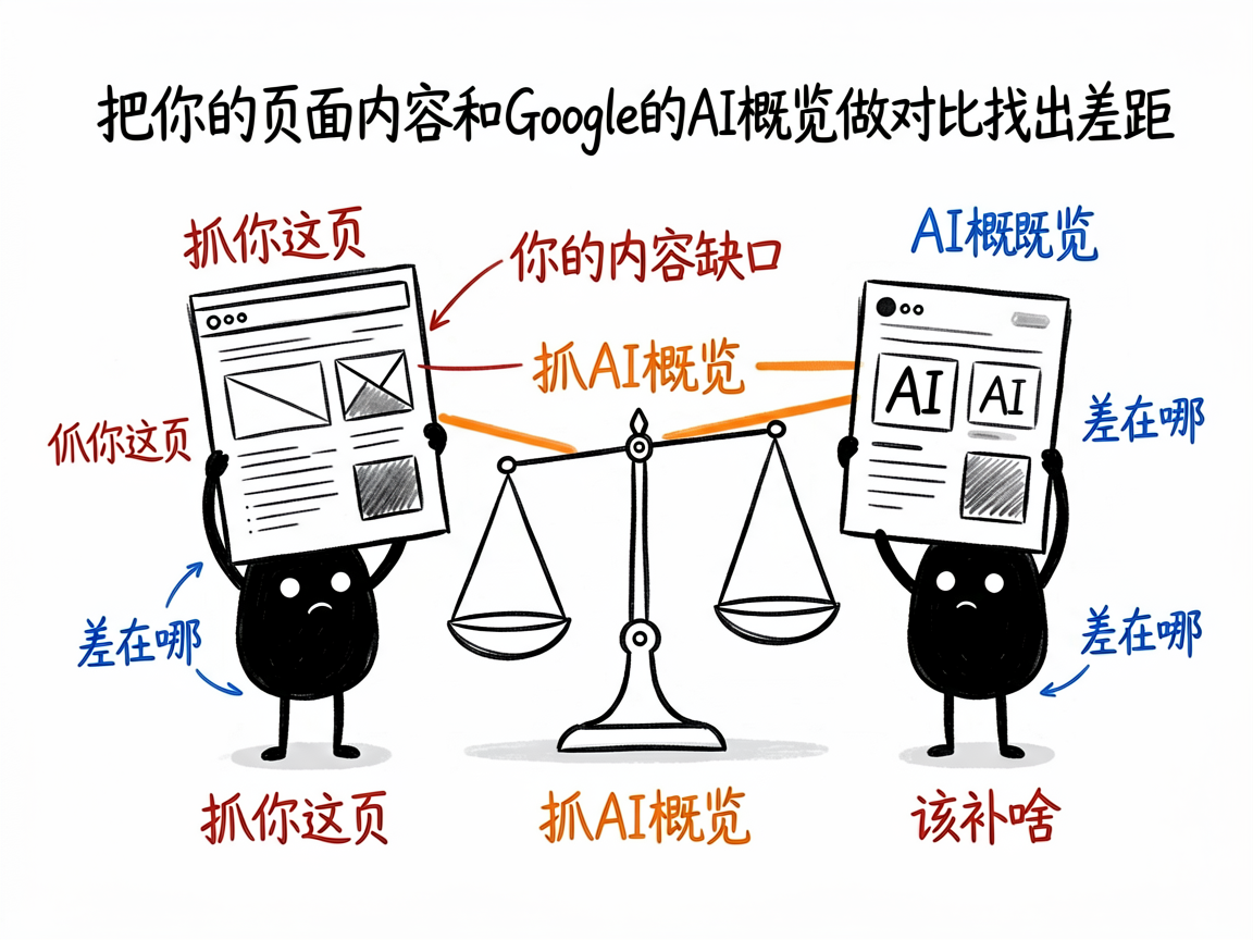 配图：你的页面 vs Google AI 概览