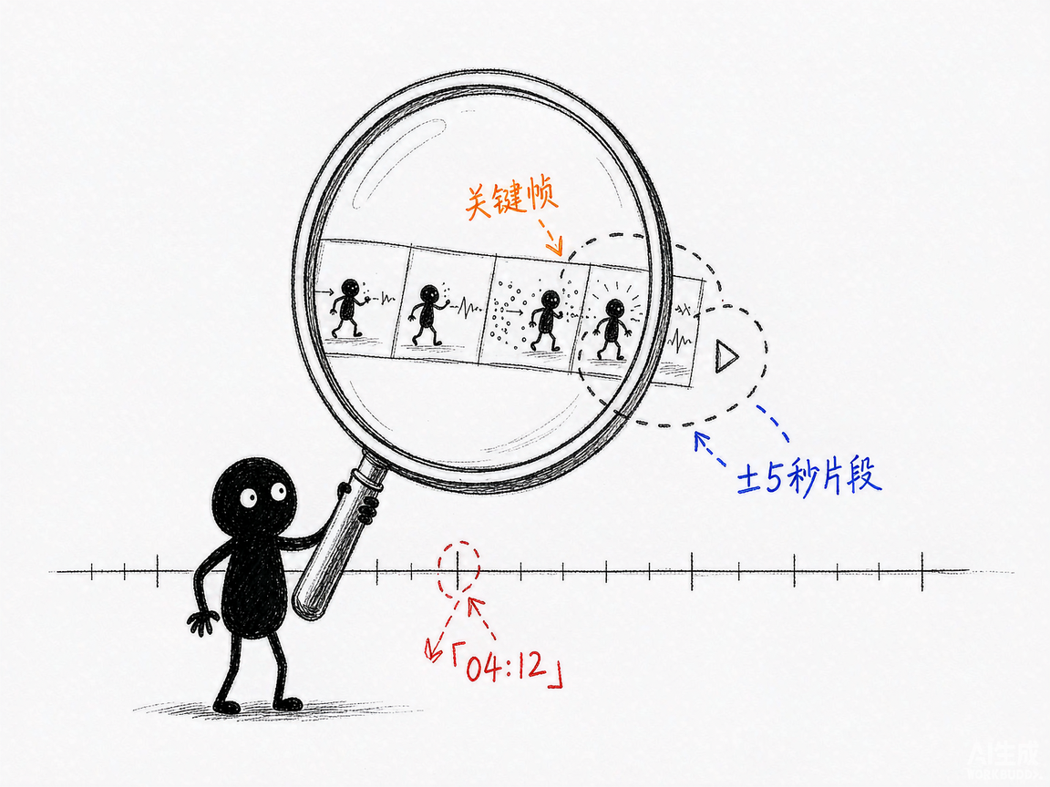 配图：答案带时间码，片段和关键帧直接摊给你看