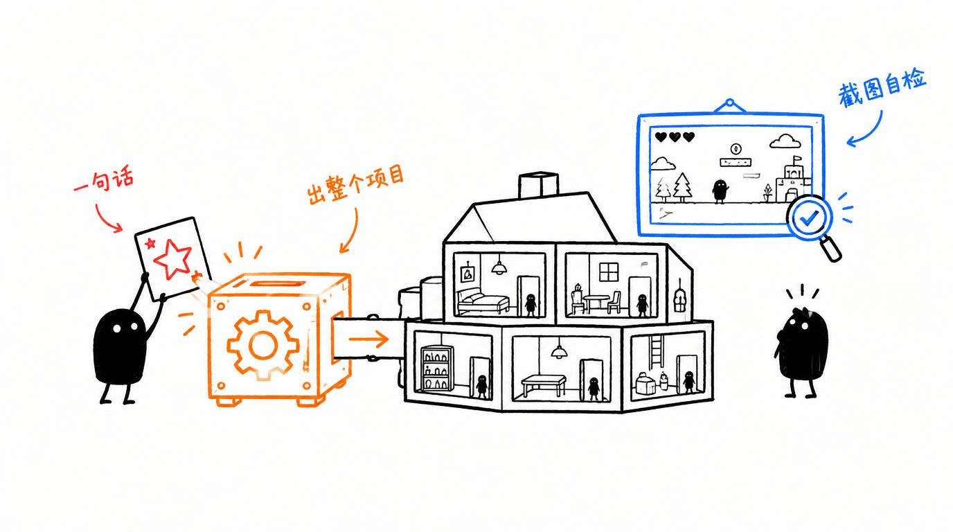 配图：说一句话，AI 帮你做一个完整 Godot 游戏项目