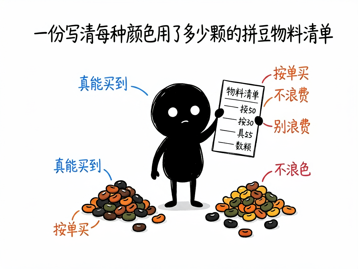配图：每种颜色用多少颗的物料清单
