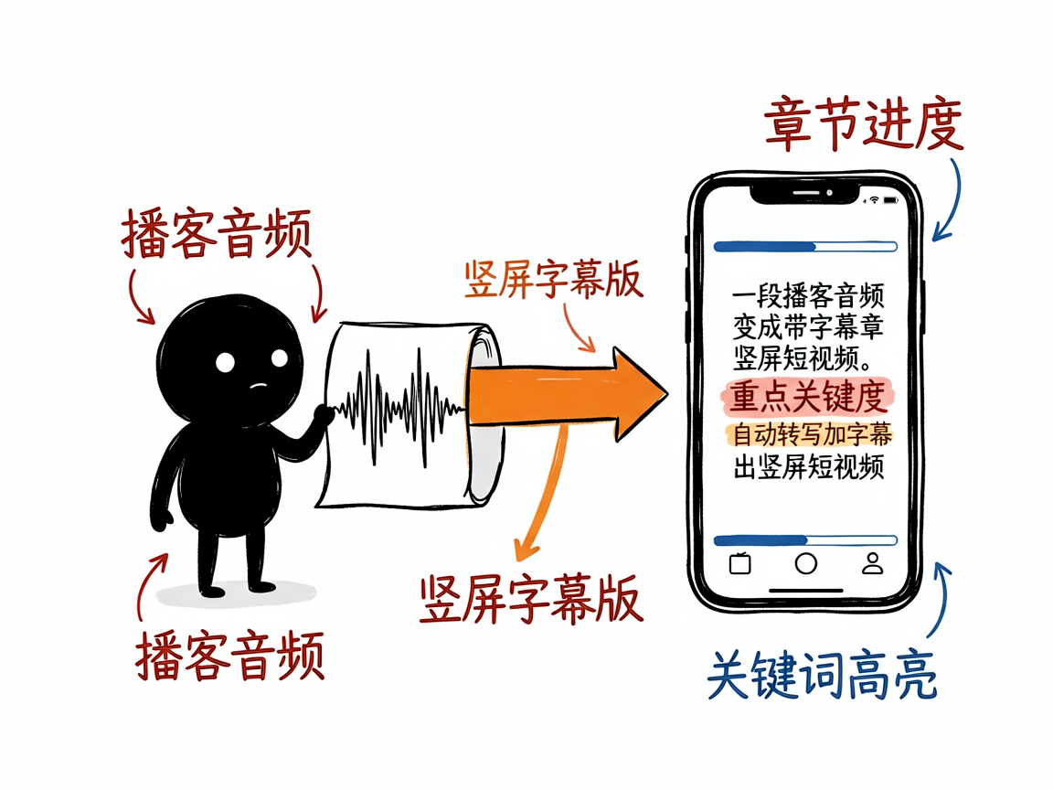配图:播客音频变竖屏字幕短视频